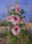 Capistrano hollyhock flowers painting