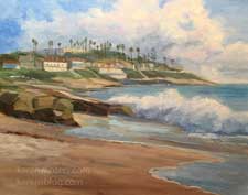 Windansea Beach La Jolla oil painting contemporary art 11 x 14 inch painting by Karen Winters