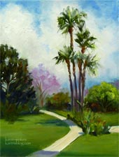 Huntington Langham Hotel palms garden oil painting wedding 