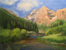 Summer at Maroon Bells Aspen Snowmass oil painting